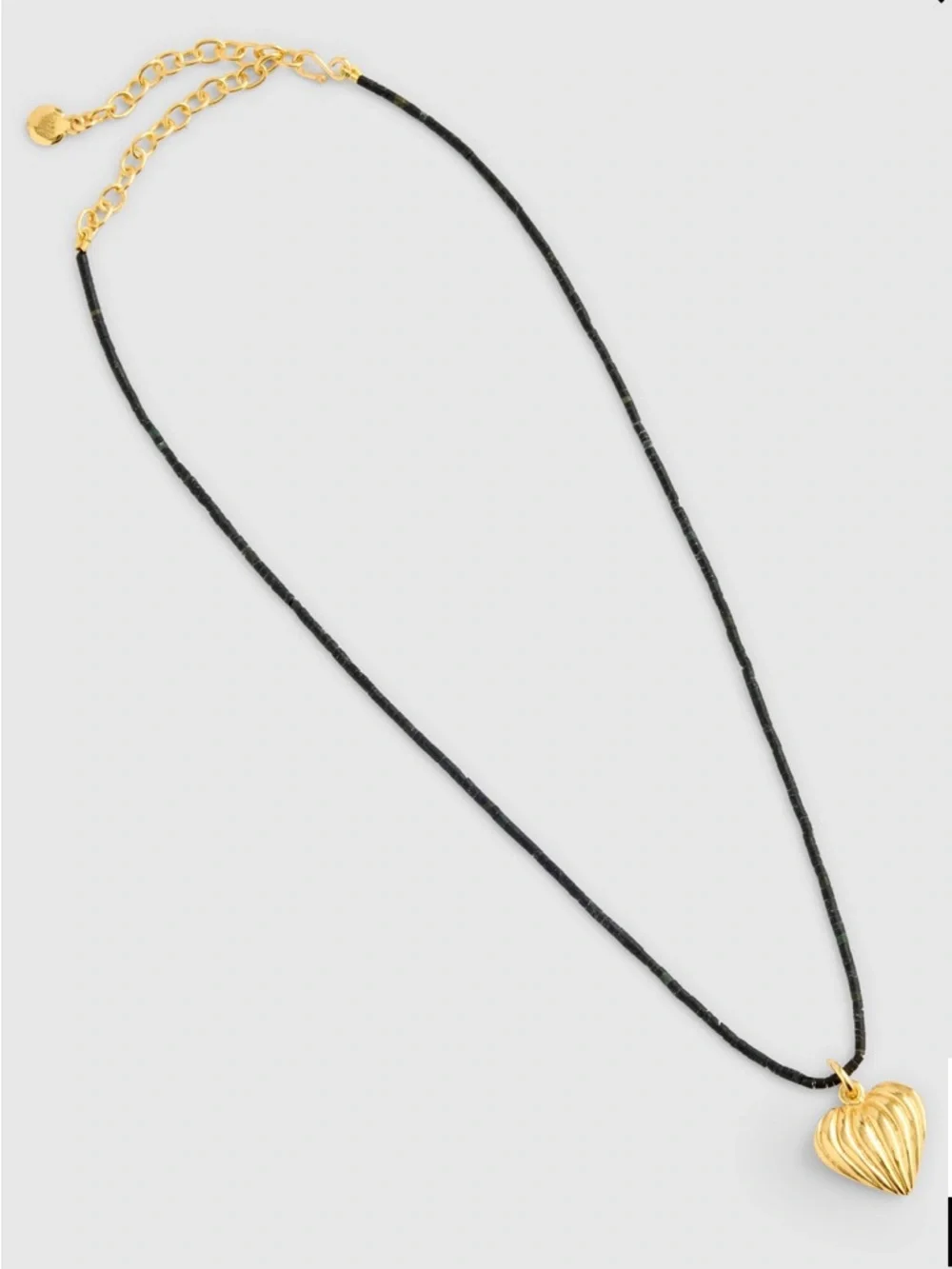 NWT MADEWELL Heart Charm Beaded Necklace - Picture 3 of 8